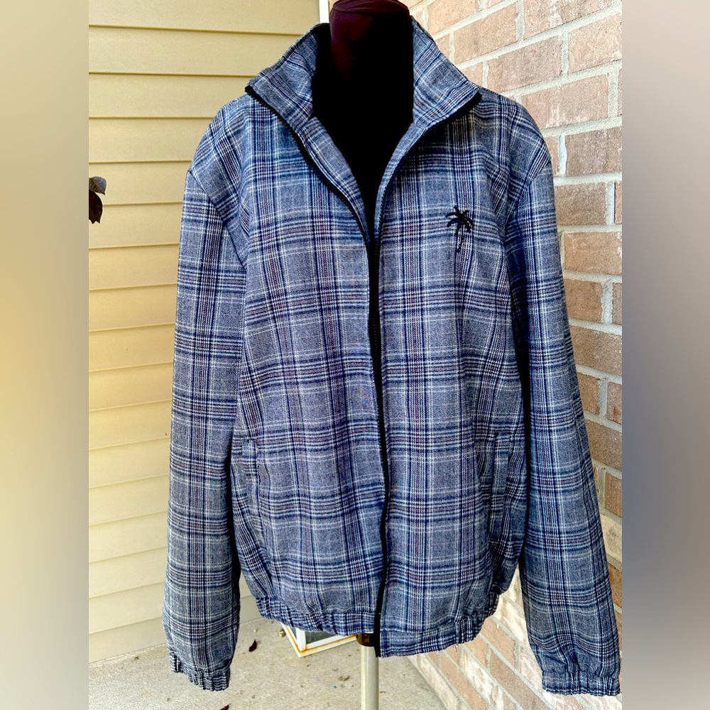LIRA sM men’s navy glen plaid bomber jacket Looks new-ltwt-full zip-lined